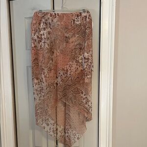 Younique Pink and Cream Paisley Midi Skirt